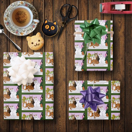 De katten zijn in functie inpakpapier vel