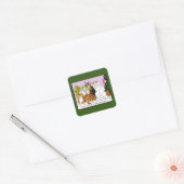 De katten zijn in functie vierkante sticker (Envelop)