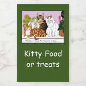 De katten zijn in functie voedselcontainer etiket (Enkel label)