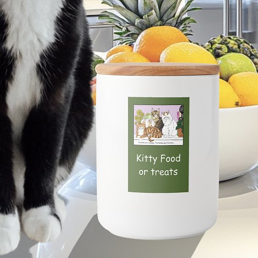 De katten zijn in functie voedselcontainer etiket