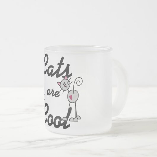 De katten zijn Koele T-shirts en Giften Matglas Koffiemok (Voorkant rechts)