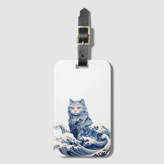 De kattengolf van Kanagawa Bagagelabel (Voorkant (verticaal))