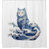 De kattengolf van Kanagawa Douchegordijn (Voorkant)