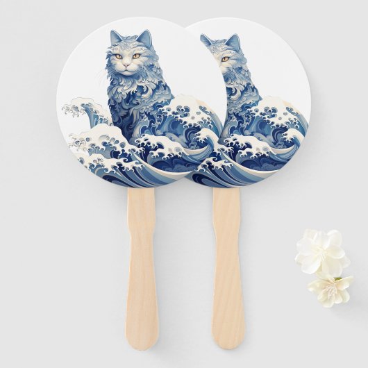 De kattengolf van Kanagawa Handwaaier (Voorkant en achterkant)