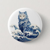 De kattengolf van Kanagawa Ronde Button 5,7 Cm (Voorkant)