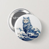 De kattengolf van Kanagawa Ronde Button 5,7 Cm (Voorkant /achterkant)