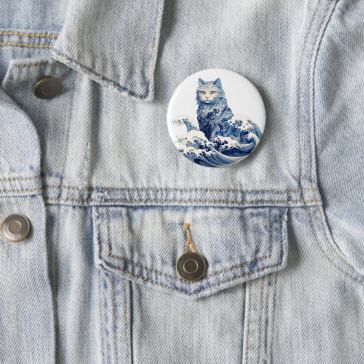 De kattengolf van Kanagawa Ronde Button 5,7 Cm (In situ)