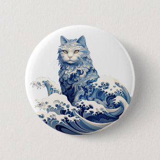 De kattengolf van Kanagawa Ronde Button 5,7 Cm