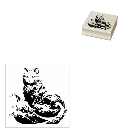 De kattengolf van Kanagawa Rubberstempel (Gestempeld)
