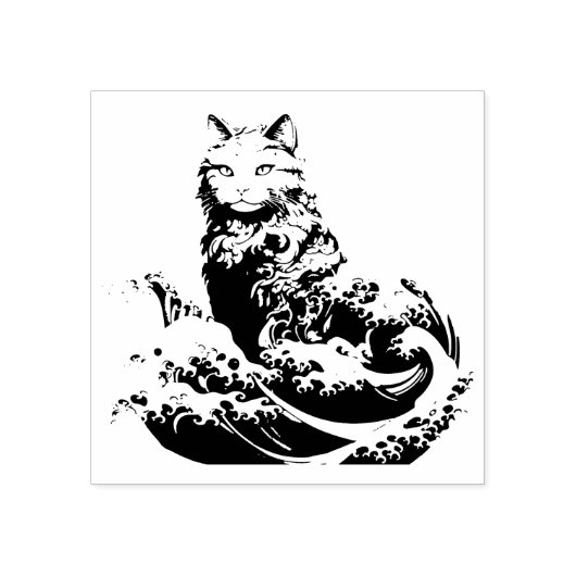 De kattengolf van Kanagawa Rubberstempel (Afrduk)