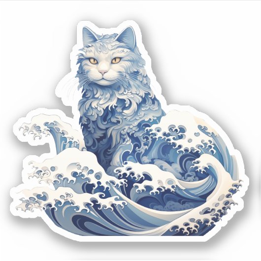 De kattengolf van Kanagawa Sticker (Voorkant)