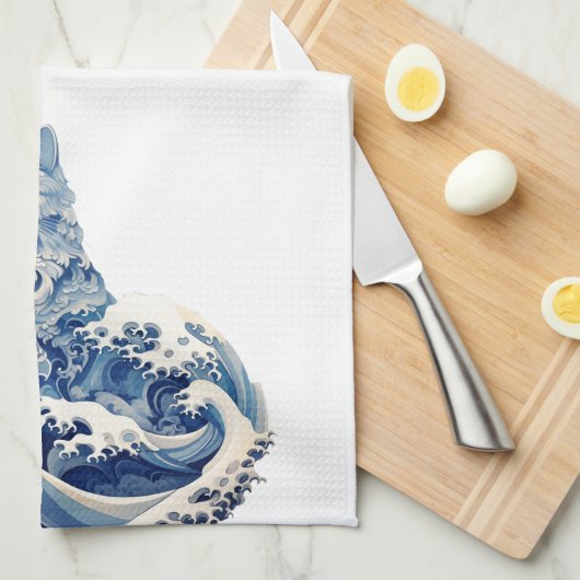 De kattengolf van Kanagawa Theedoek (Quarter Fold)