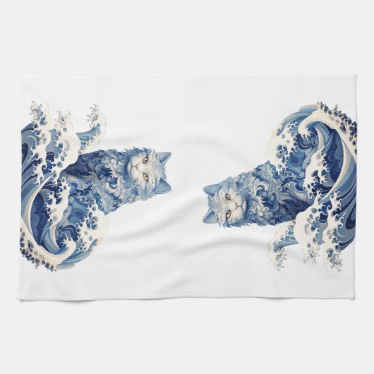 De kattengolf van Kanagawa Theedoek (Horizontaal)
