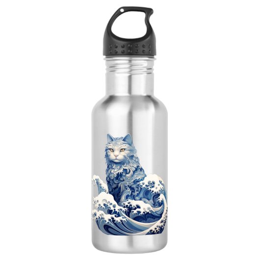 De kattengolf van Kanagawa Waterfles (Voorkant)