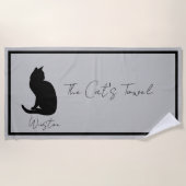 De kattenhanddoek grijs strandlaken (Voorkant)