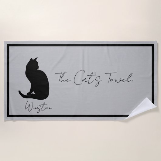 De kattenhanddoek grijs strandlaken (Voorkant)