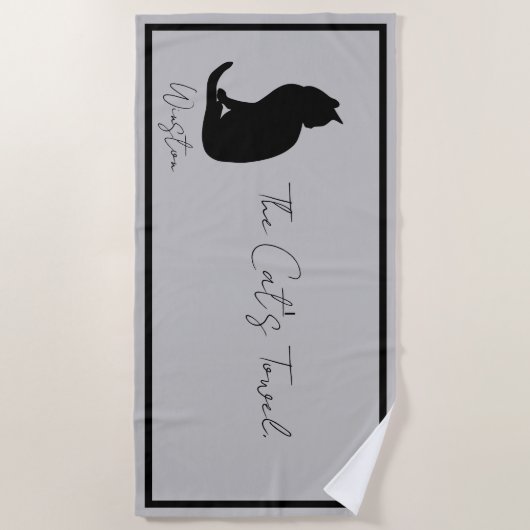 De kattenhanddoek grijs strandlaken (Voorkant)