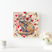 De kattenklok van een Kind Vierkante Klok (Huis)