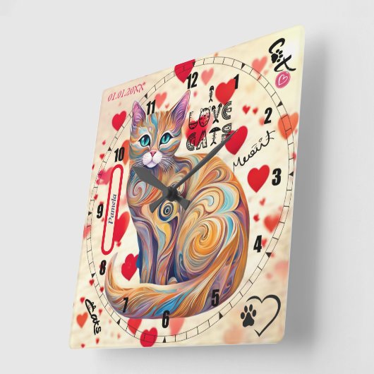 De  kattenklok van een Kind Vierkante Klok (Hoek)