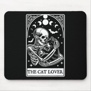 De kattenliefhebber Tarot Kaart Skelet en Cat Taro Muismat