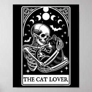 De kattenliefhebber Tarot Kaart Skelet en Cat Taro Poster