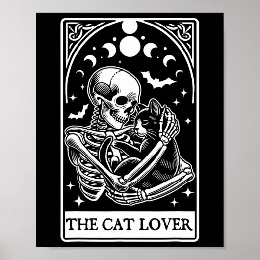 De kattenliefhebber Tarot Kaart Skelet en Cat Taro Poster (Voorkant)