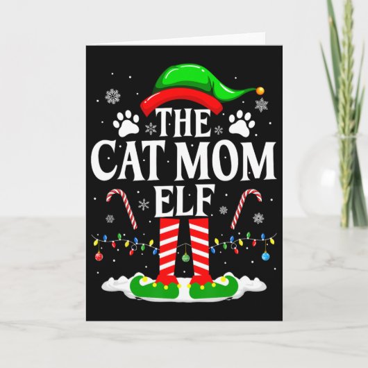 De Kattenmoeder Elf Kerstmis Grappige Kattenliefhe Kaart (Voorkant)