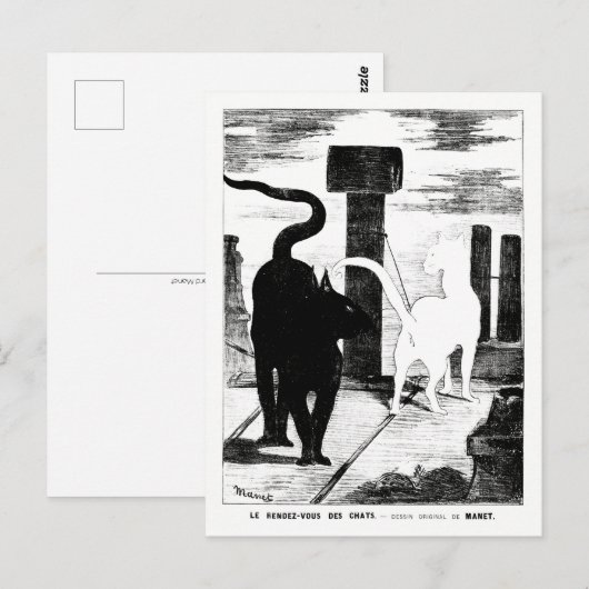 De kattenrendezvous - Édouard Manet - Cat Art Briefkaart (Voorkant / Achterkant)