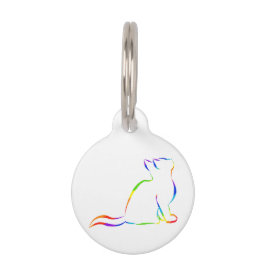 De kattensilhouet van de regenboog huisdierpenning