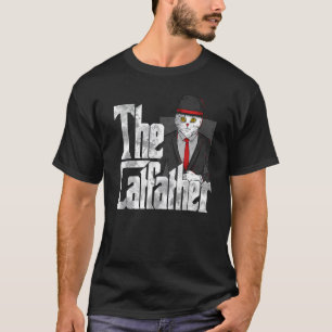 De Katvader Geklede Kat Vader Maffia Snorharen Man T-shirt