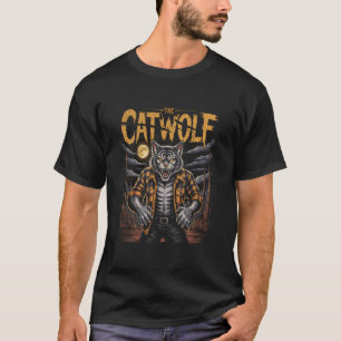 De Katwolf Weerwolf Kat Brullend Onder Volle Maan T-shirt