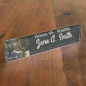 De Kaweah-rivier in het natuurpark Sequoia Naambordje (Zijkant)