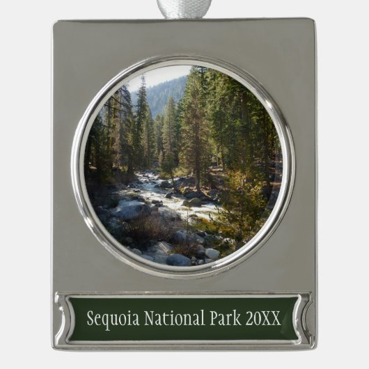 De Kaweah-rivier in het natuurpark Sequoia Verzilverd Banner Ornament (Voorkant)