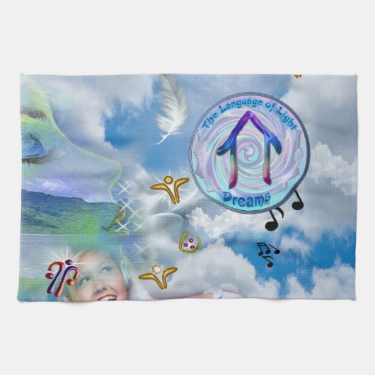 De keel Chakra - Symbool Dromen Theedoek (Horizontaal)