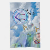 De keel Chakra - Symbool Dromen Theedoek (Verticaal)