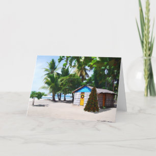 De Keet van het strand onder de Palmen bij Feestdagen Kaart