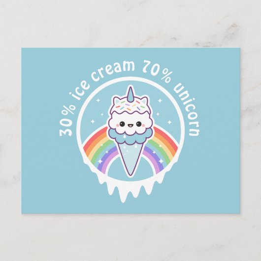 De Kegel van het Roomijs van de eenhoorn Briefkaart (Voorkant)