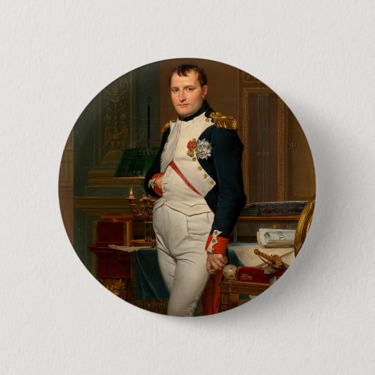 De keizer Napoleon in zijn studie aan de Tuilerieë Ronde Button 5,7 Cm (Voorkant)
