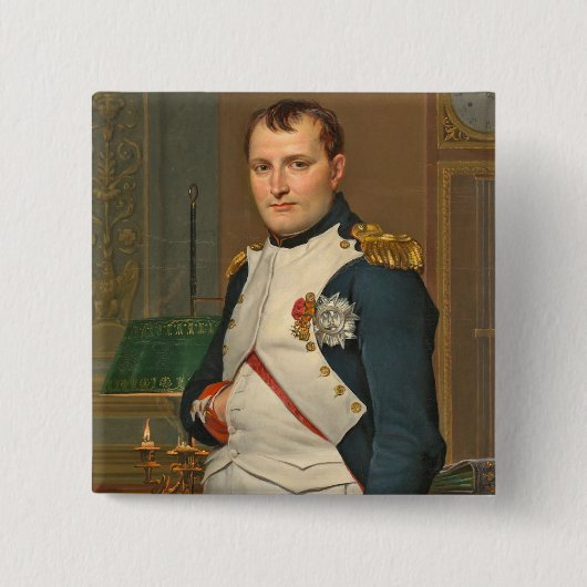 De keizer Napoleon in zijn studie op de Tuileries Vierkante Button 5,1 Cm (Voorkant)
