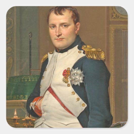 De keizer Napoleon in zijn studie op de Tuileries Vierkante Sticker (Voorkant)