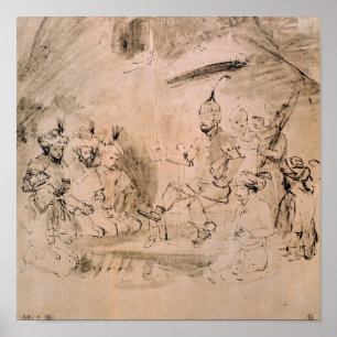 De keizer Timur op zijn troon Poster