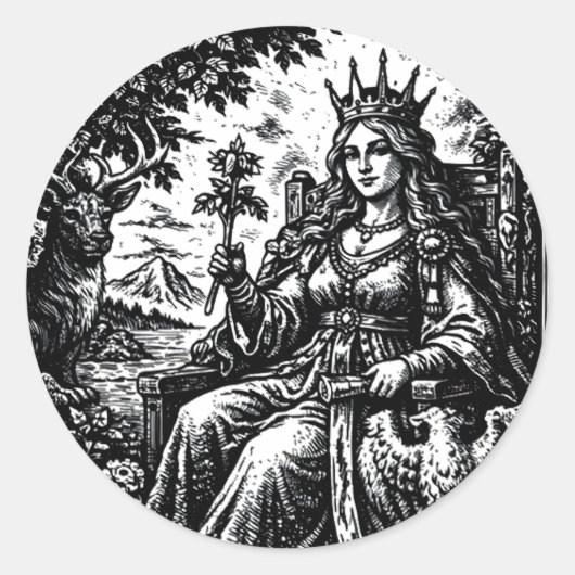 De Keizerin — BurnsInHell Tarot III Ronde Sticker (Voorkant)
