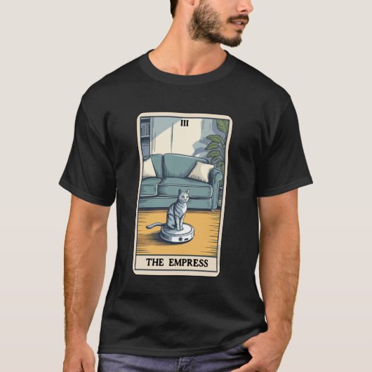 De Keizerin Robot Stofzuiger Kat Grappige Tarot C T-shirt (Voorkant)