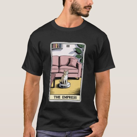 De Keizerin Robot Stofzuiger Kat Grappige Tarot C T-shirt (Voorkant)