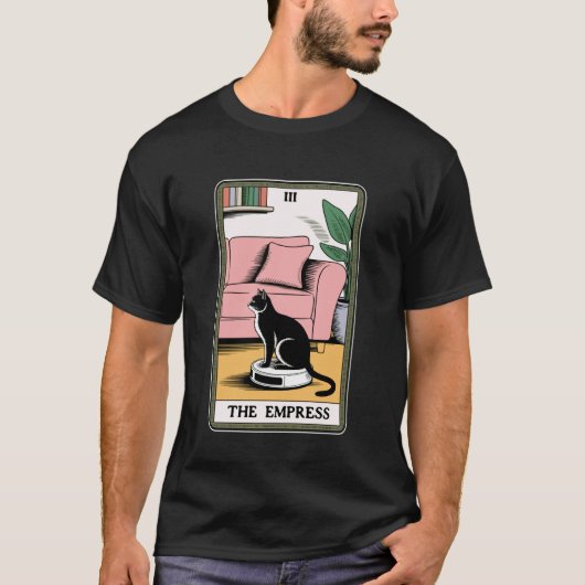 De Keizerin Robot Stofzuiger Kat Grappige Tarot C T-shirt (Voorkant)