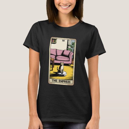De Keizerin Robot Stofzuiger Kat Grappige Tarot C T-shirt (Voorkant)