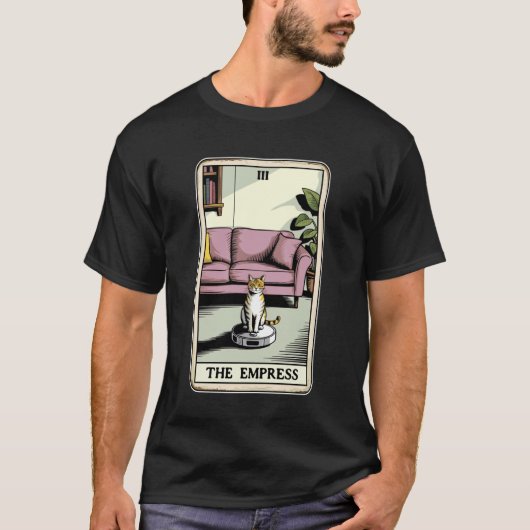 De Keizerin Robot Stofzuiger Kat Grappige Tarot C T-shirt (Voorkant)