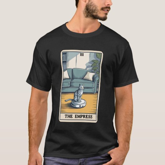 De Keizerin Robot Stofzuiger Kat Grappige Tarot C T-shirt (Voorkant)