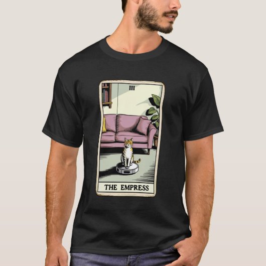 De Keizerin Tarotkaart Kat Robot Stofzuiger Ca T-shirt (Voorkant)
