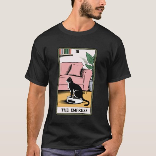 De Keizerin Tarotkaart Kat Robot Stofzuiger Ca T-shirt (Voorkant)